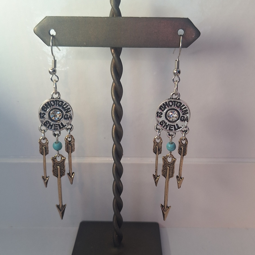 Bohemian Silver and Turquoise Arrow Earrings